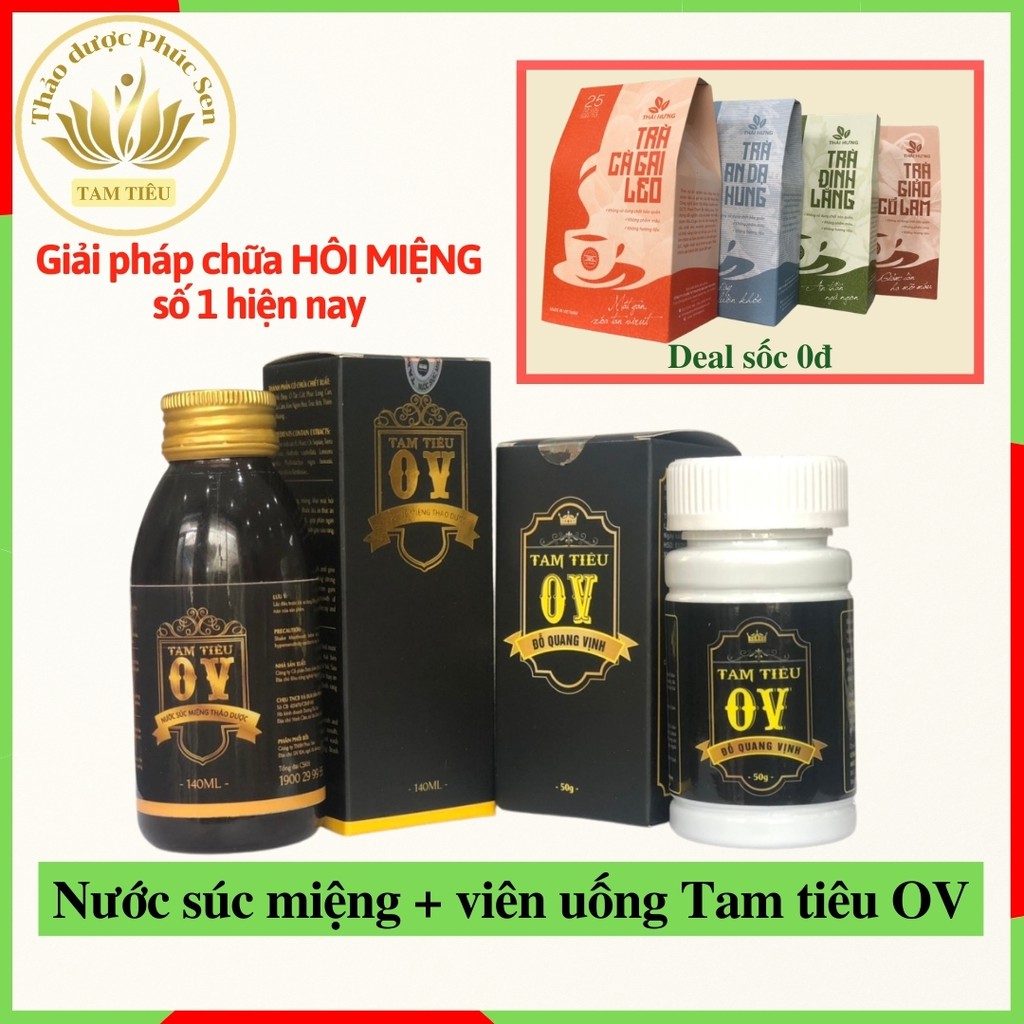 Combo Tam Tiêu Nước Xúc Miệng Và Viên Uống Phòng Ngừa Hôi Miệng Hiệu Quả ( Tam Tiêu OV )