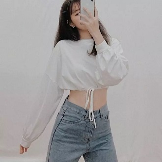 Áo Croptop Chốt Eo Chun Rút Dây Dáng Rộng- Áo Crt Tay Dài Unisex Nam Nữ Uzzlang (có quà tặng) - METSHOP