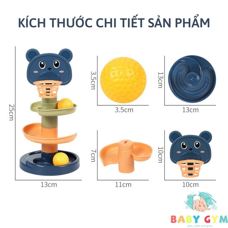 Tháp bóng lăn cầu trượt thả bóng xoay tròn đồ chơi cho bé đơn giản, sinh động, an toàn - BABYGYM