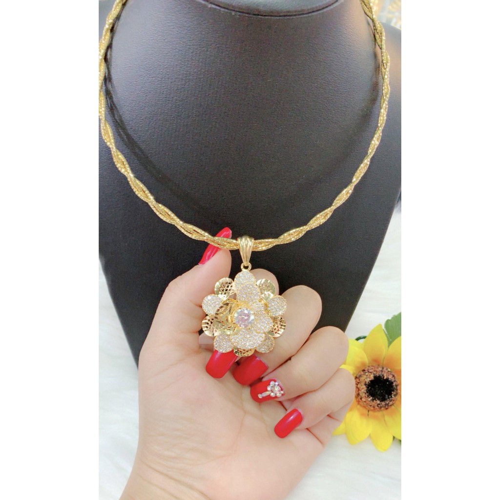 Kiềng cổ nữ xi dát vàng 18k