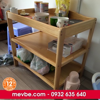 Kệ 03 tầng kiêm bàn thay tả/bỉm màu gỗ tự nhiên - Mẹ Vì Bé