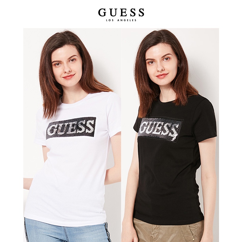 Áo Thun Tay Ngắn Màu Trơn In LOGO Guess Thời Trang Cho Nam Và Nữ Mã YJ2K6435