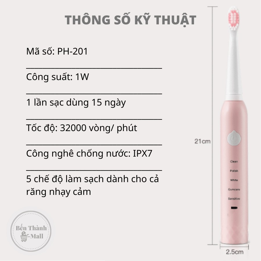 Bàn chải đánh răng điện Opus OP-201 [5 chế độ đánh răng]