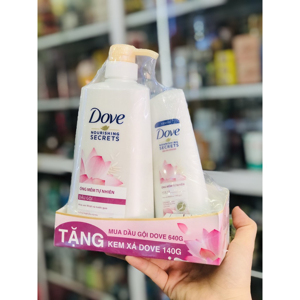 Combo Dầu Gội Dove Ống Mềm Tự Nhiên 640g Tặng Dầu Xả 140g