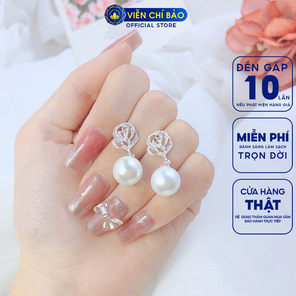 Bông tai bạc nữ hoa hồng chất liệu bạc 925 thời trang phụ kiện trang sức nữ thương hiệu Viễn Chí Bảo B400251