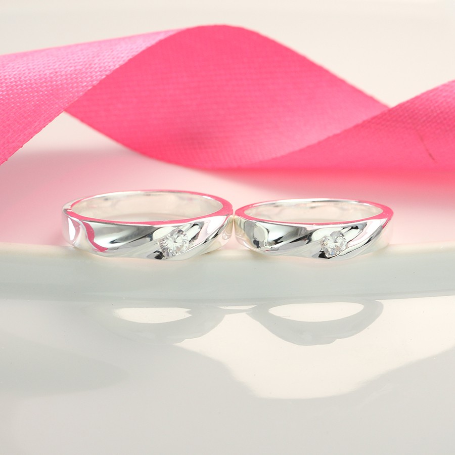 Nhẫn đôi bạc đẹp khắc tên theo yêu cầu ND0009 Trang Sức TNJ