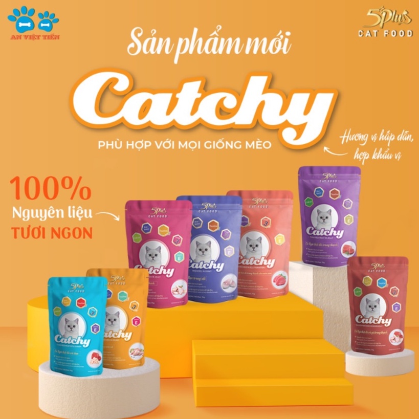 Pate Catchy 5plus cho mèo gói 70g nhiều vị hàng Việt Nam chất lượng cao - Dân Chơi Mèo Petshop