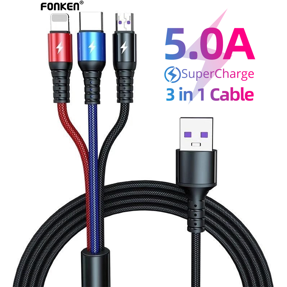 Cáp Sạc Nhanh Và Truyền Dữ Liệu Fonken Cổng Micro Usb/Type-c/5a 8 Pin cho IP