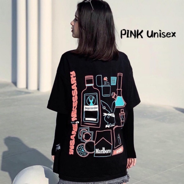 [Mã SKAMA06 giảm 8% tối đa 50K đơn 250K] [ PINK ] Áo thun tay lỡ form rộng INSANE NECES Unisex