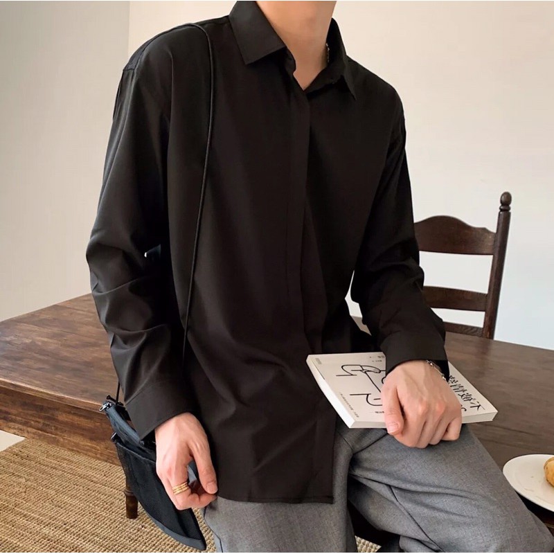 Áo sơ mi cổ bẻ UNISEX HÀN QUỐC From rộng