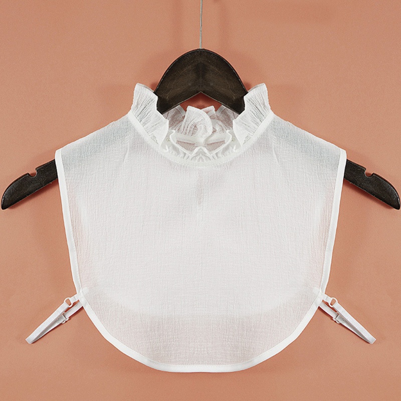 Cổ áo sơ mi giả cổ đứng phối bèo màu trắng có thể tháo rời thời trang cho nữ