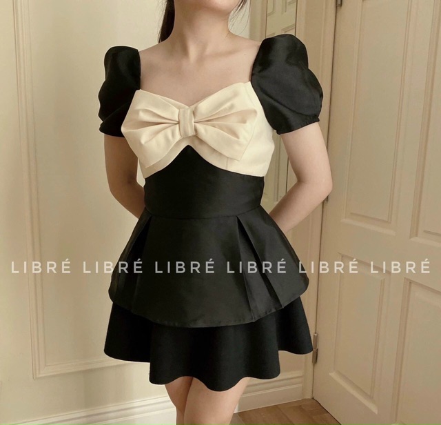 SET ÁO PEPLUM NƠ NGỰC CHÂN VÁY TẦNG (KÈM CLIP)