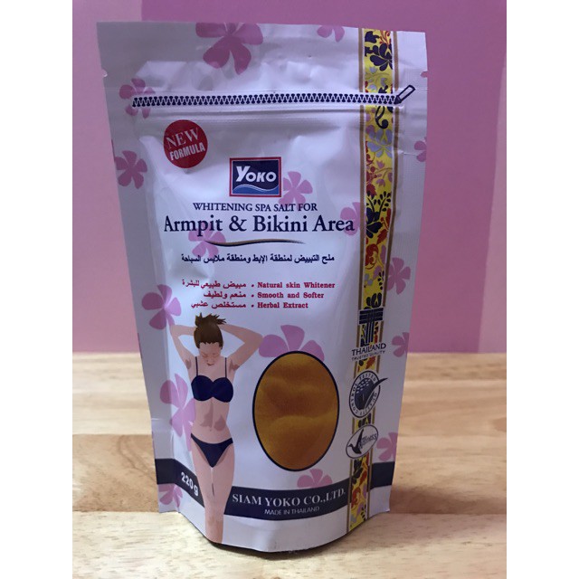 MUỐI TẮM TẨY TẾ BÀO CHẾT LÀM SÁNG DA VÙNG NÁCH VÀ BIKINI YOKO WHITENING SPA SALT FOR ARMPIT &amp; BIKINI AREA 220G CHÍNH HÃN