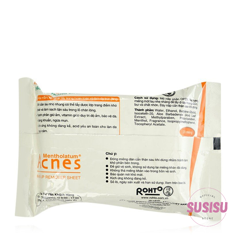 Khăn tẩy trang Acnes chăm sóc da mụn và tẩy cặn trang điểm /Khăn ướt tempo