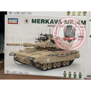 Xếp Hình Army Modern War Gudi 6109 mô hình lắp ráp Xe Tank Merkava Mk4M của Israel