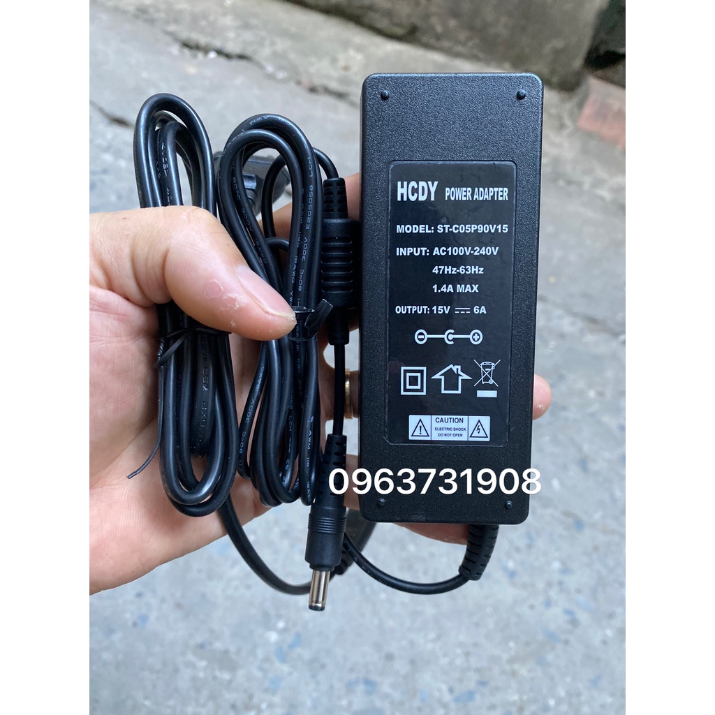 Adapter sạc loa kéo HCDY 15V 6A chính hãng