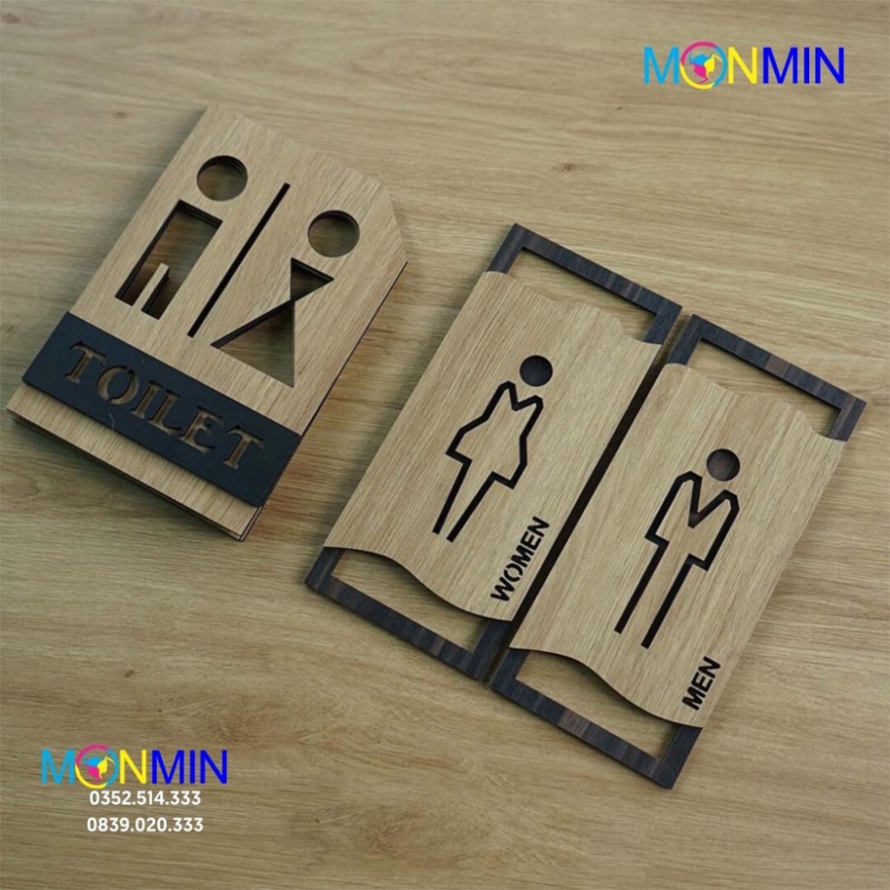 Bảng gỗ MONMIN - Bảng toilet, WC nam nữ, restroom