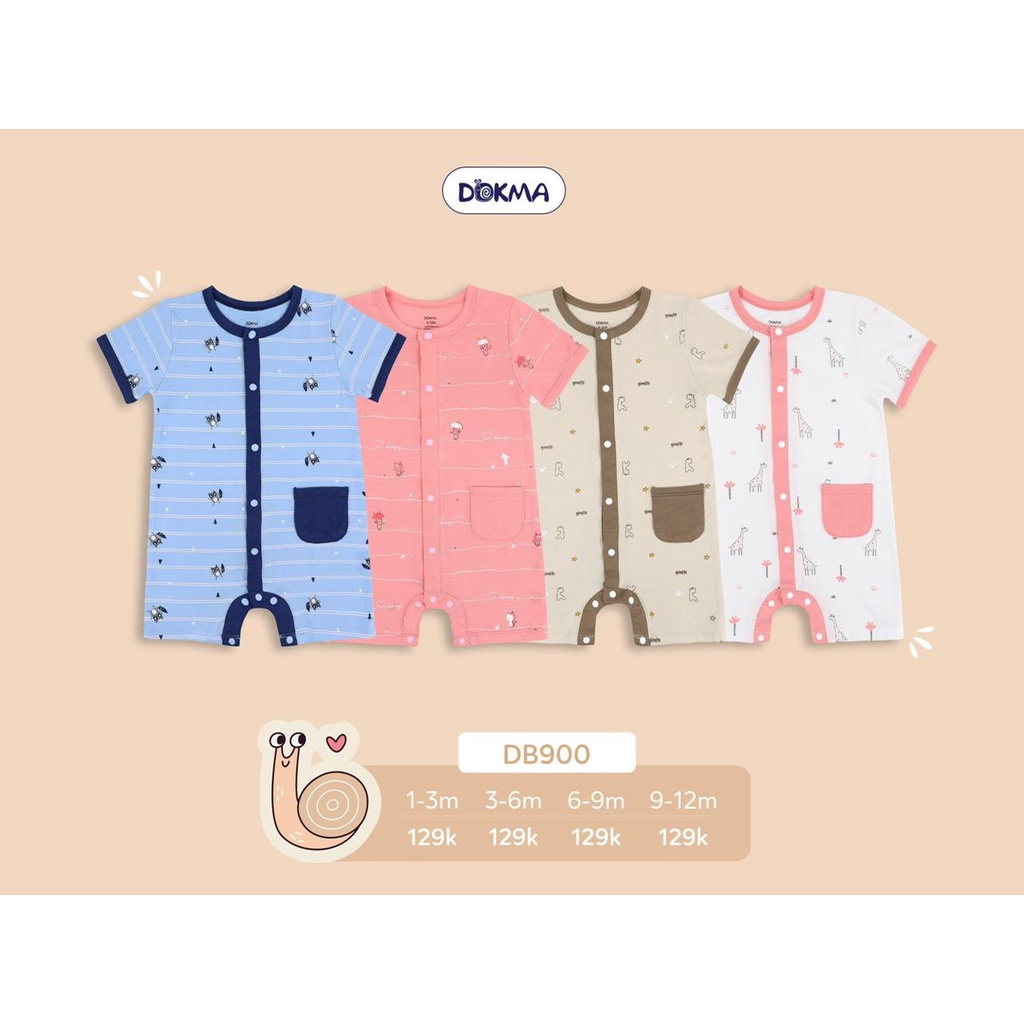 Bộ bodysuit cài vai cho bé sơ sinh chất liệu cao cấp DB900 hiệu Dokma size 1 - 12M Tiệm Nhà Sóc