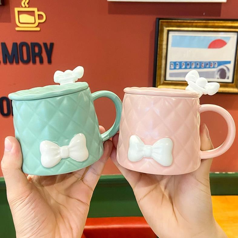 LY CỐC SỨ CẶP ĐÔI CÓ NƠ 400ML KÈM THÌA XINH XẮN