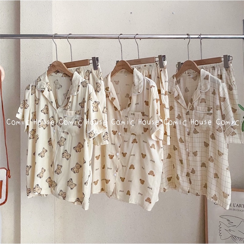 𝐂𝐨𝐦𝐢𝐜 /Đồ bộ nữ 𝐩𝐢𝐣𝐚𝐦𝐚 𝐭𝐨̛ đ𝐮̃𝐢 tay cộc quần cộc mặc nhà