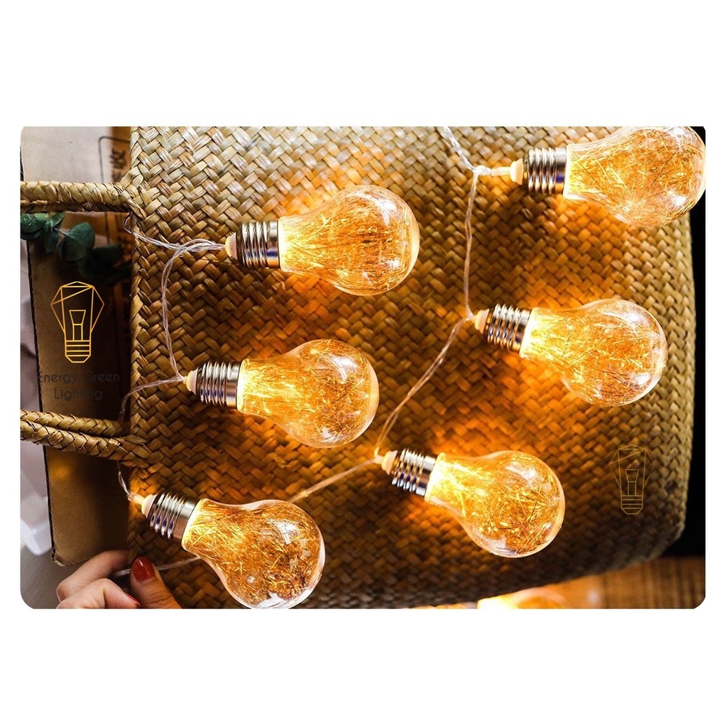 Bộ dây đèn led Energy Green Lighting trang trí 20 bóng đèn dài 4 mét chân cắm USB - Tặng kèm củ sạc
