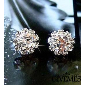 Hoa tai mạ bạc đính kim cương giả hợp thời trang cho nữ