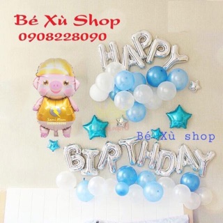 Set sinh nhật Heo vàng. Tặng bóng số 2