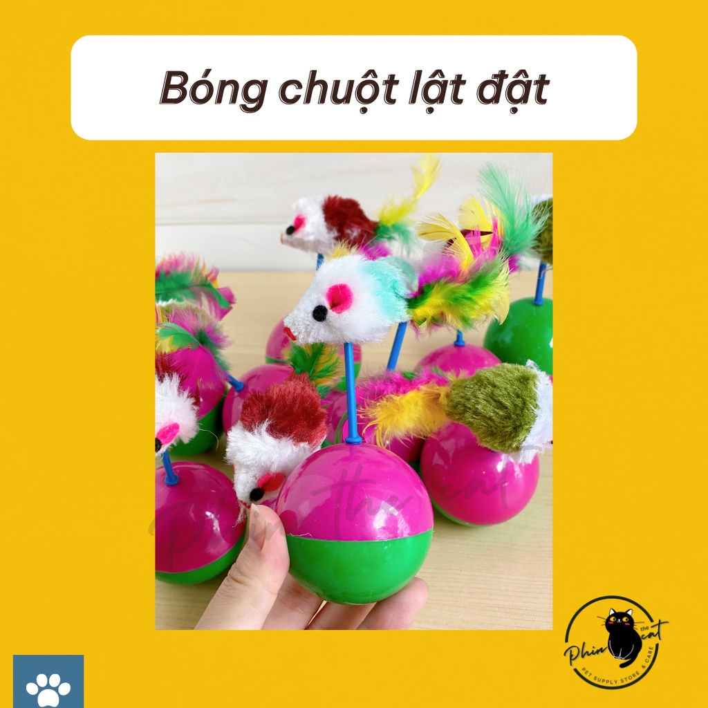 Bóng chuột đồ chơi cho mèo - lật đật lông vũ cho mèo - giảm căng thẳng | phinthecat