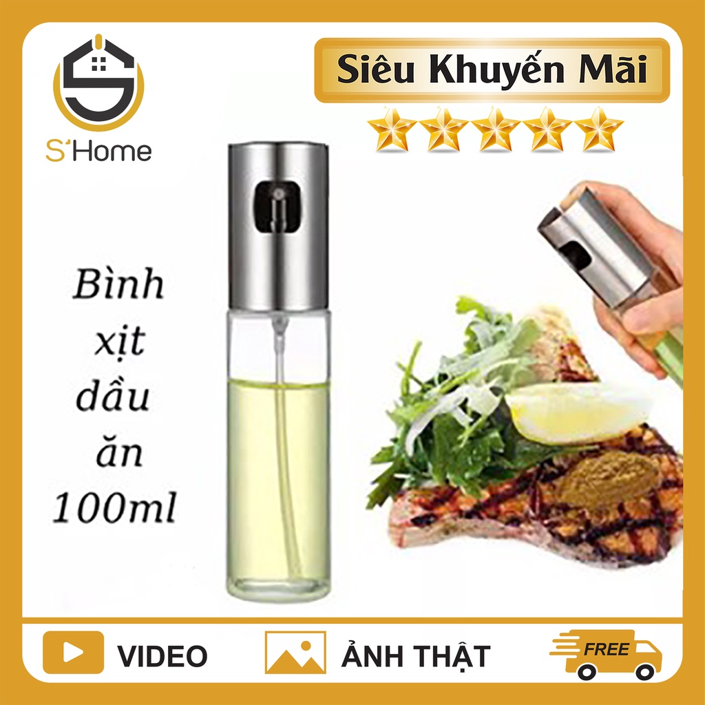 Bình Xịt Dầu Ăn Thủy Tinh, Chai Xịt Dầu Ăn Phun Sương Dùng Cho Nồi Chiên, Salad, Nướng, 100ml, Tiết Kiệm - S'Home | BigBuy360 - bigbuy360.vn