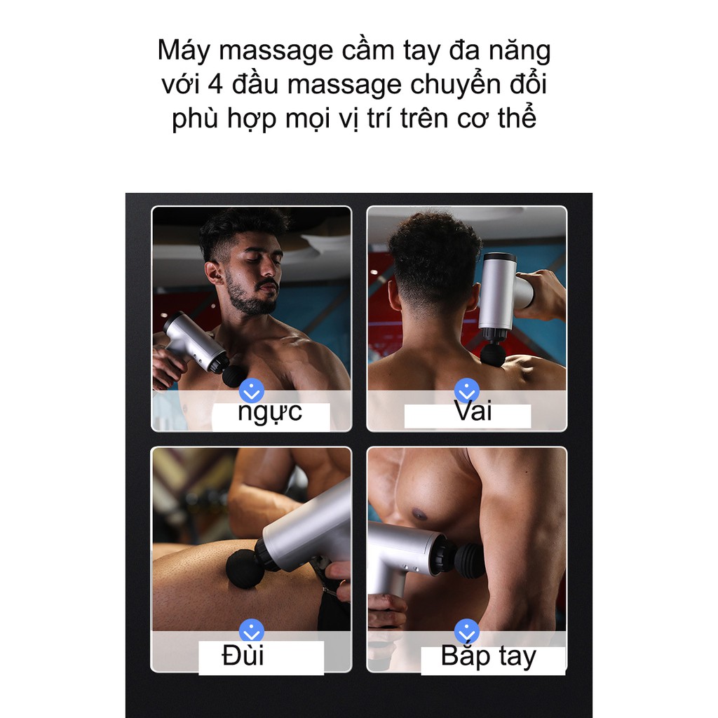 Máy Massage Cầm Tay Cao Cấp 6 Cấp Độ, Hỗ Trợ Mát Xa Chuyên Sâu, Giảm Đau Cơ, Cứng Khớp - Quà Tặng Cho sức khỏe