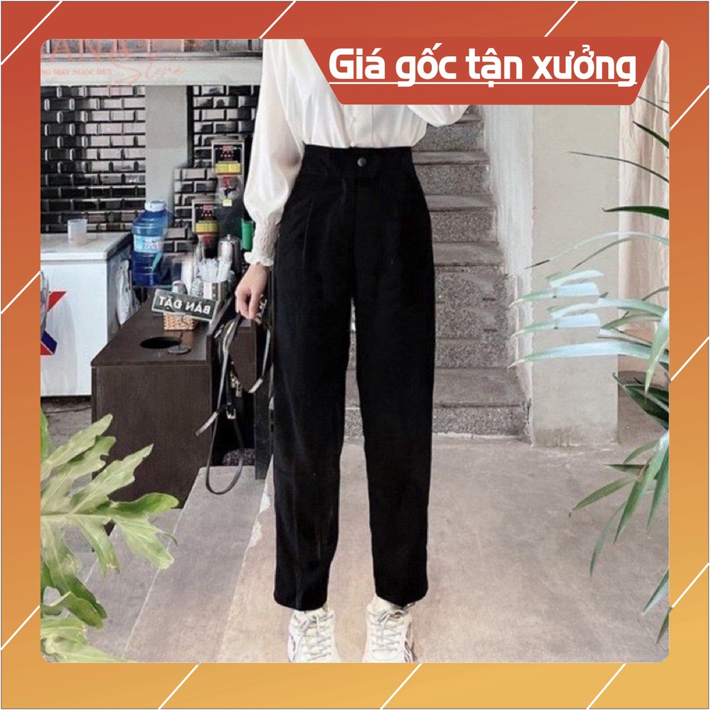 Quần Tây Baggy Đi Học Nữ Cạp Lưng Cao Có Đỉa