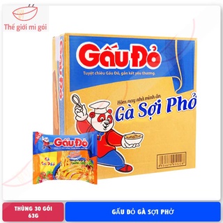 Thùng 30 gói mì gấu đỏ gà sợi phở loại 63g