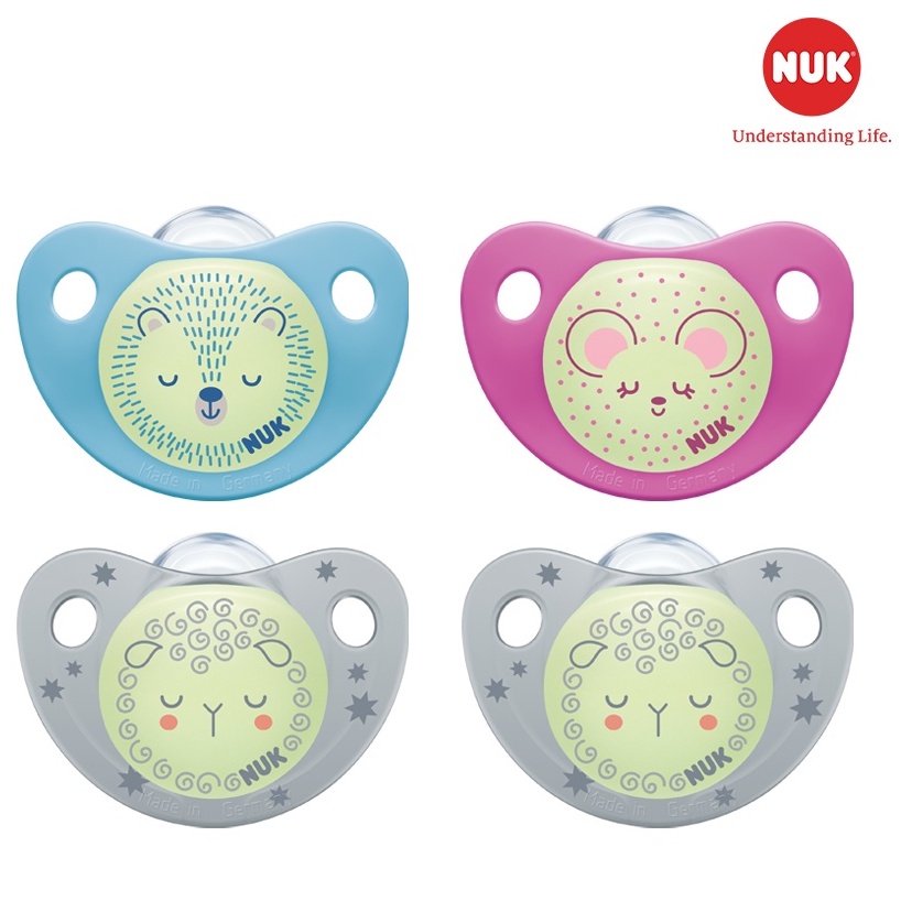 Bộ 2 ti giả NUK Night/Day silicone cho bé ngủ ngoan cả đêm size 0-6-18-36 tháng