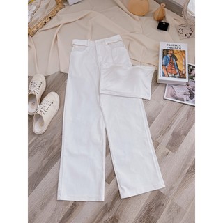 SET CROPTOP 2 DÂY KÈM QUẦN SUÔNG KHOÉT EO