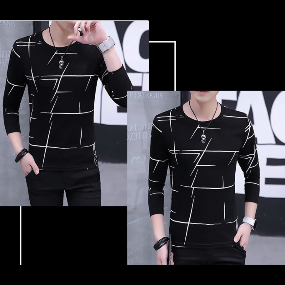 Áo thun nam tay dài in hình SỌC cá tính dáng body hàn quốc Rẻ và Đẹp Hot thu đông 2019 | BigBuy360 - bigbuy360.vn