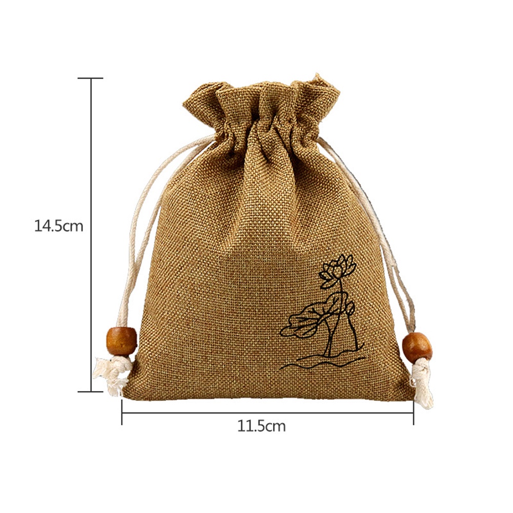 Túi Dây Rút Vải Lanh Cotton In Họa Tiết Đơn Giản Đựng Vớ / Đồ Lót / Giày Dép Chống Nắng Cho Du Lịch