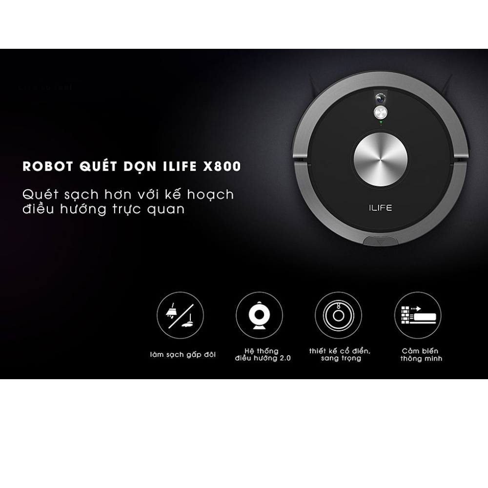 ROBOT HÚT BỤI LAU NHÀ CAO CẤP ILIFE X800 - Tự động về sạc khi yếu pin , Nhiều chế độ làm sạch khác nhau - Bảo hành 2 Năm