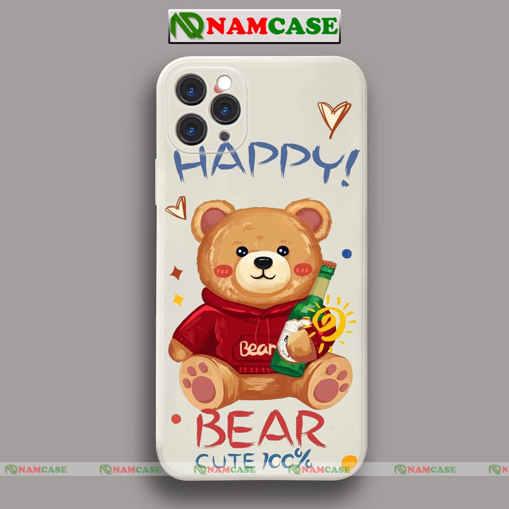 Ốp lưng điện thoại iPhone cặp đôi gấu cute cạnh viền vuông silicon dẻo ip 6/6s/7/8/X/XS/XR/11/12/13/14 Pro Plus Max
