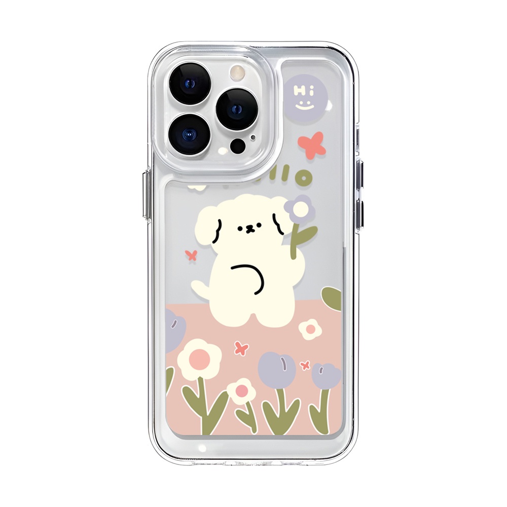 Ốp Điện Thoại Tpu Trong Suốt In Hình Chó Và Hoa Cho iphone 14 Plus 11 13promax 12 7Plus X XS Max 7 8 SE 2020