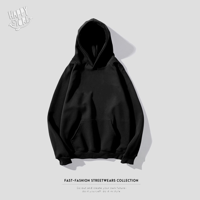 Áo Hoodie Đen Nam Nữ Trơn dễ mặc đồ