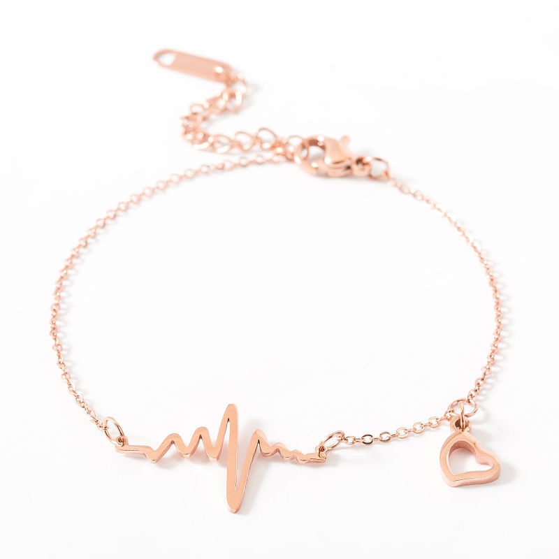 Lắc Chân Bằng Thép Titan Màu Vàng Hồng Không Phai Màu Hình Trái Tim Cho Nữ Sinh HK1T