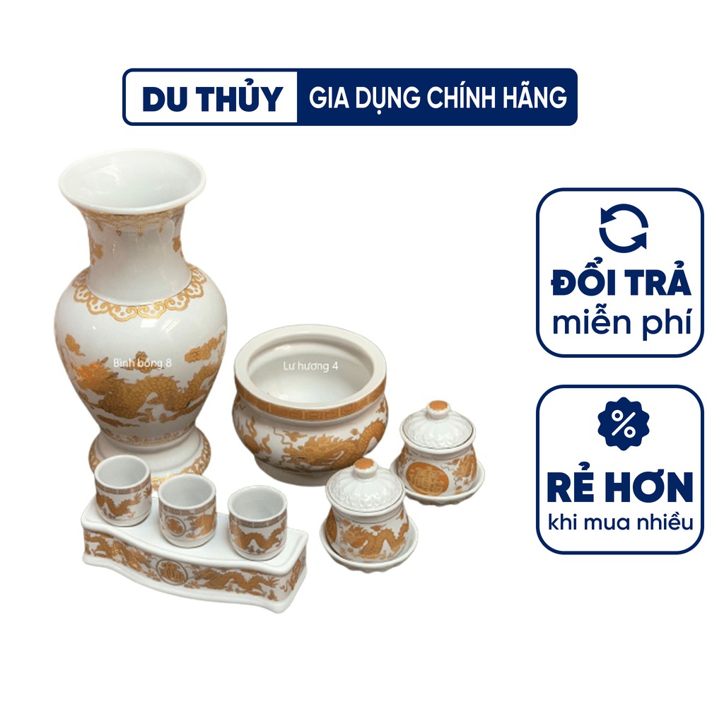 Bộ thờ cúng rồng vàng họa tiết tinh xảo, chất liệu sứ tráng men cao cấp thiết kế đẹp mắt, bền bỉ của gia dụng Du Thủy