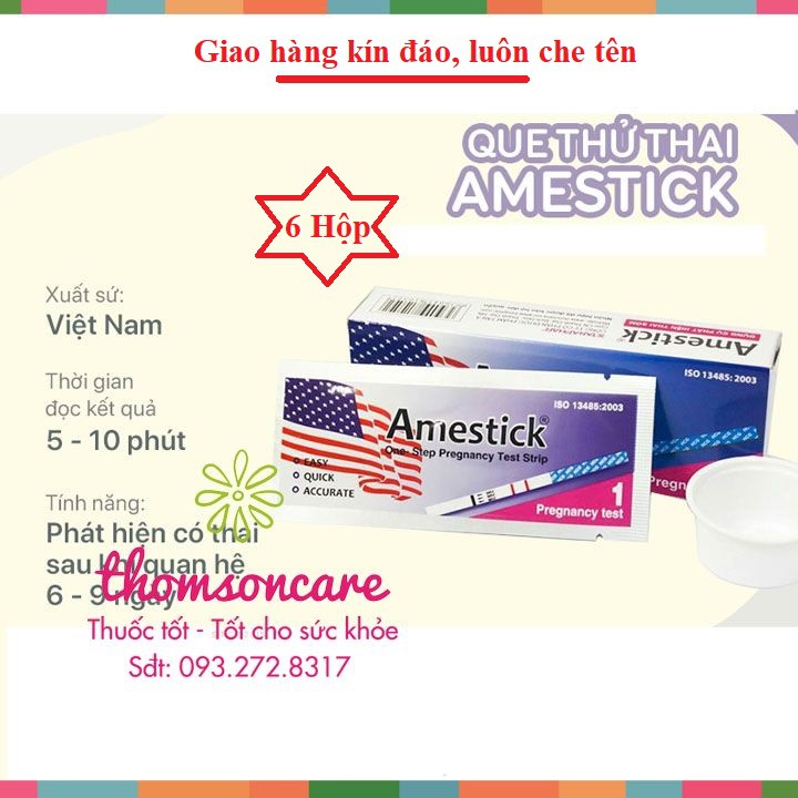 Hộp 12 que thử thai Amestick - Test thử thai nhanh - Giao hàng kín đáo, luôn che tên