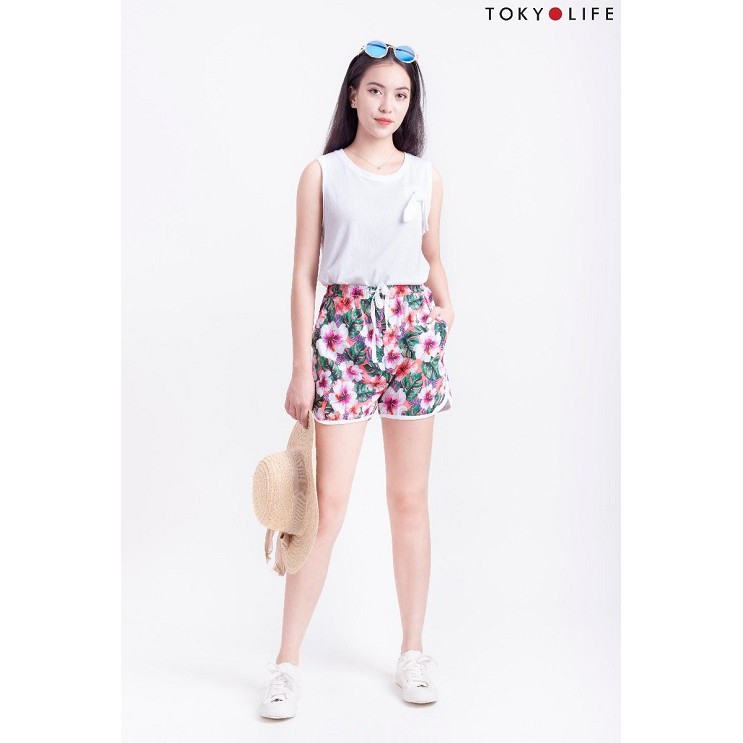 [Mã WABRSWK giảm 10% đơn 250K] Quần Shorts họa tiết Nữ TOKYOLIFE cạp khóa cao I9SHP501G