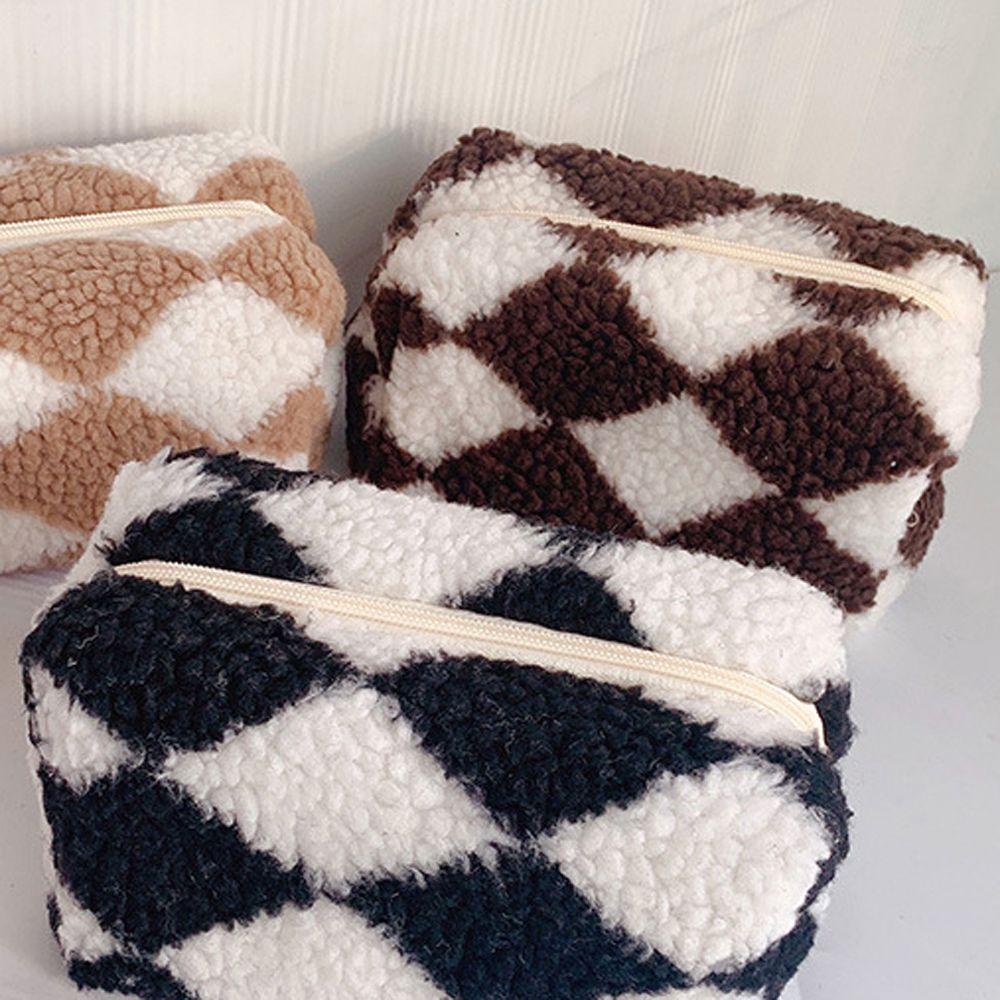 OCEANMAP Túi Đựng Mỹ Phẩm Sức Chứa Lớn Họa Tiết Sọc Caro Tiện Lợi Dễ Sử Dụng