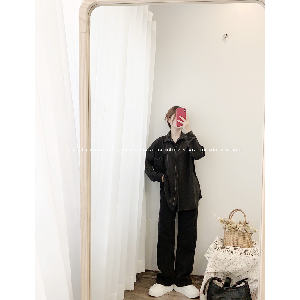 áo sơmi form rộng hot trend 2 màu đen, trắng (ảnh thật/hàng sẵn) | BigBuy360 - bigbuy360.vn