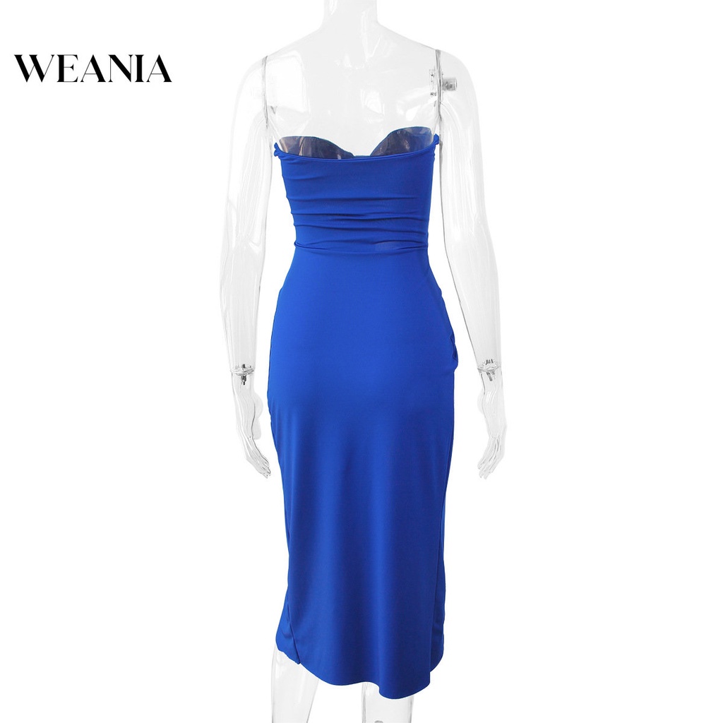 Đầm dự tiệc WEANIA trễ vai thiết kế xẻ tà quyến rũ
