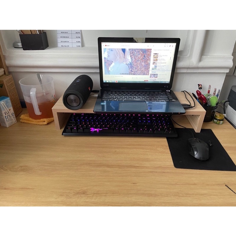 Kệ gỗ để màn hình máy tính, laptop dài 60 x 20cm cho bàn làm việc