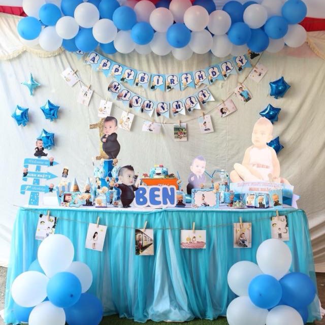 Set phụ kiện trang trí sinh nhật chủ đề Baby boss
