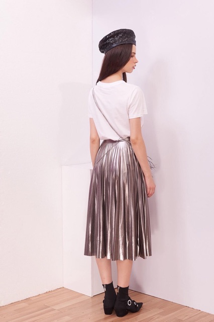 Chân váy xếp li metallic CANDEBLANC